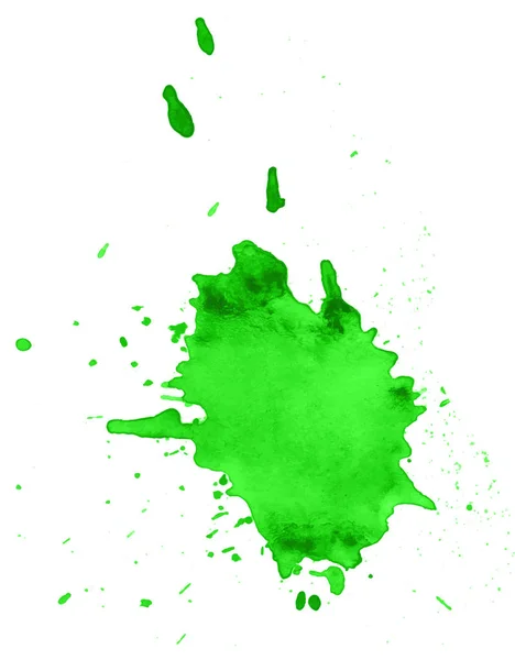 Mancha de textura de acuarela abstracta verde con salpicaduras y salpicaduras . — Vector de stock