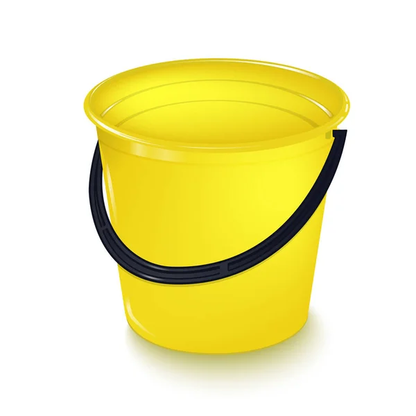 Un secchio di plastica gialla per uso domestico. illustrazione vettoriale . — Vettoriale Stock
