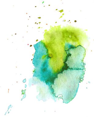 Su sıçramalarına ve sıçramaları ile soyut renkli sulu boya doku leke.