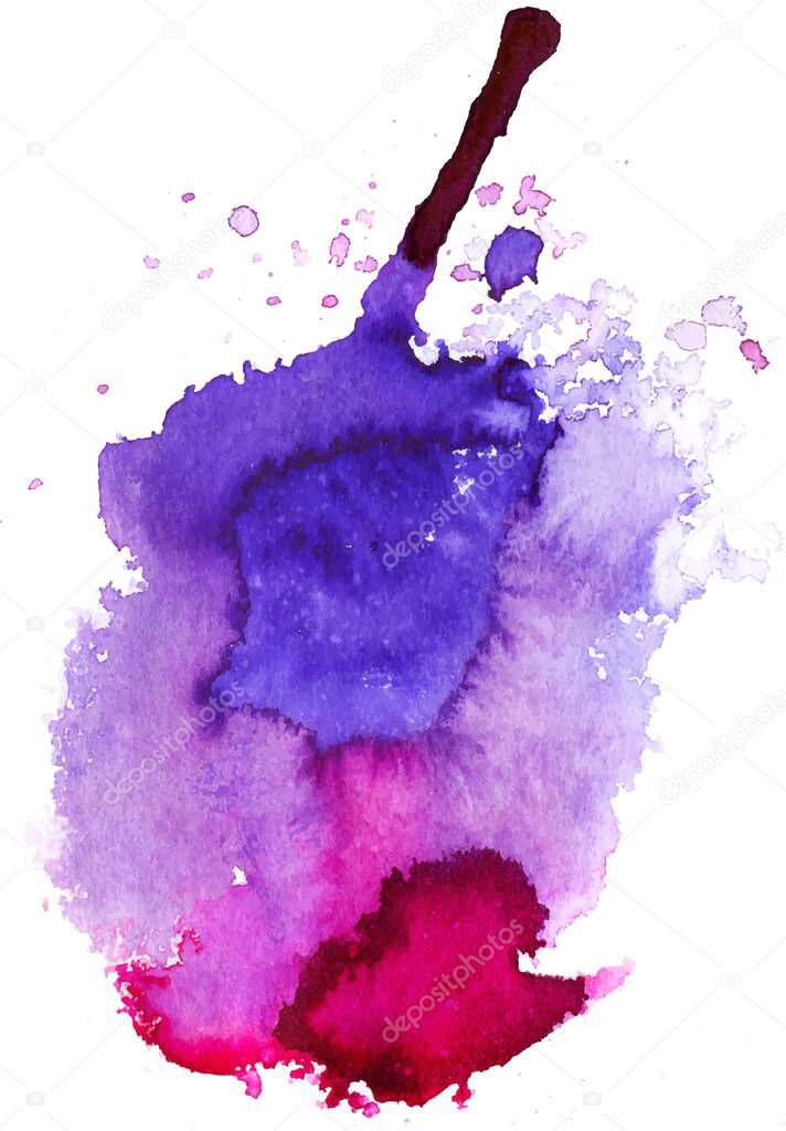 Colorful abstract watercolor texture stain with splashes and spatters.