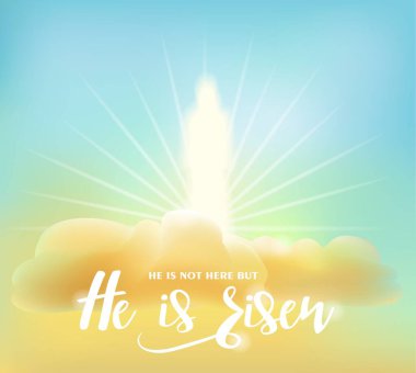 İsa 'nın bulutlardaki yükselişinin Hıristiyan Paskalya kartı