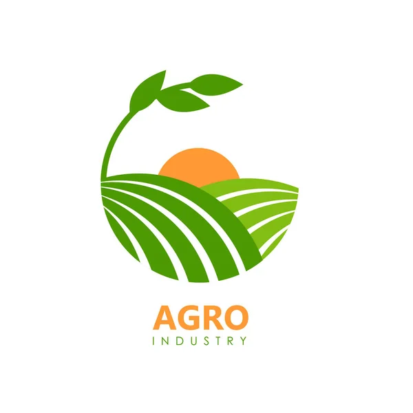 Логотип Green Agro з полями та листям . — стоковий вектор