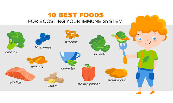 Ten best products for immune health. Vector