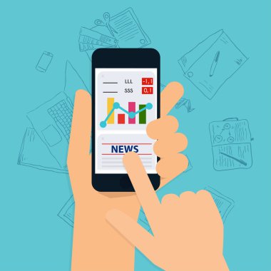 El smartphone iş uygulaması ile tutarak