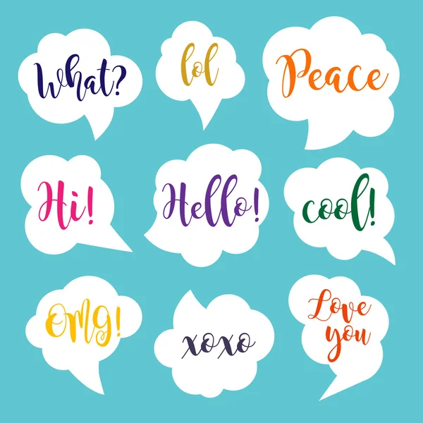 White speech bubbles with short messages — Stock Vector