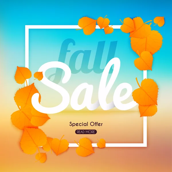 Fall sale Banner with autumn leaves — Stock Vector