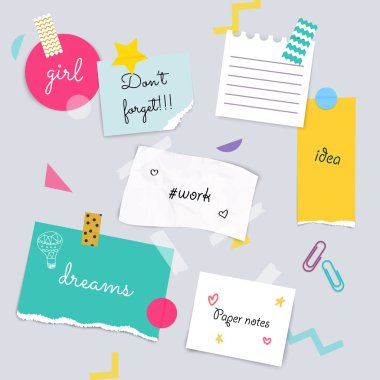 modern paper notes clipart