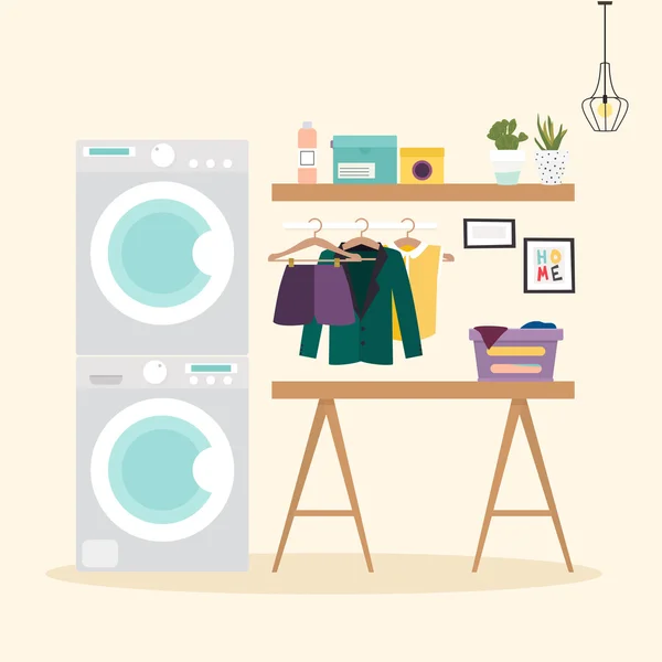 Laundry room design — Stock Vector