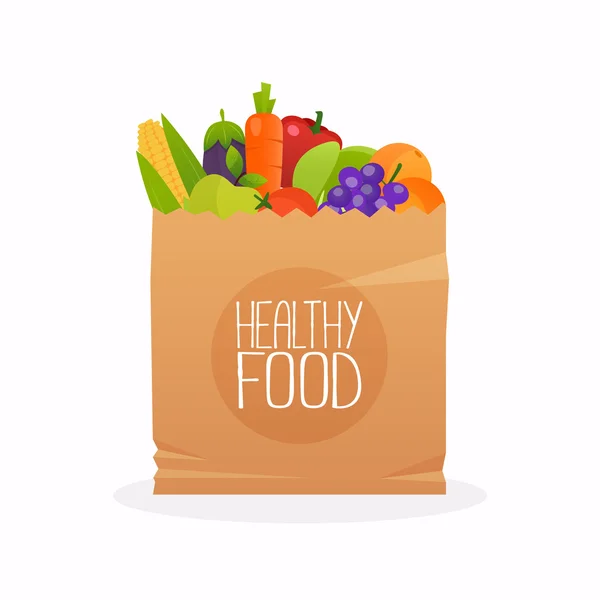 Paper bag with healthy food — Stock Vector