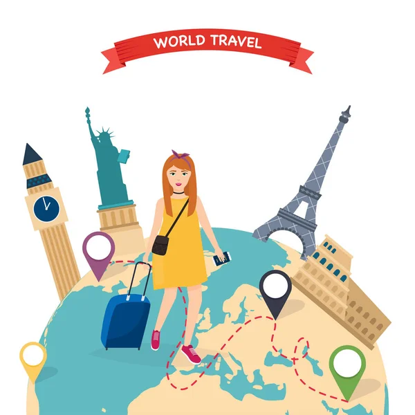 Travel to World Concept — Stock Vector
