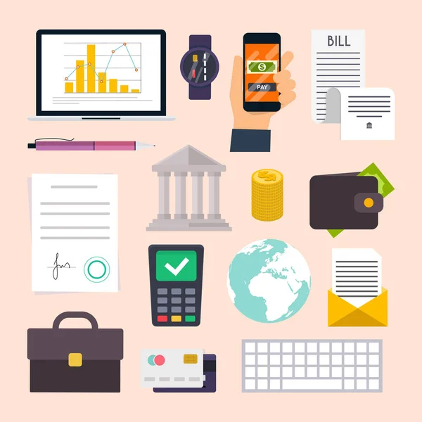 Collection of finance and marketing objects — Stock Vector