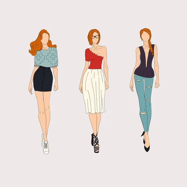 Conjunto de mujeres de moda — Vector de stock