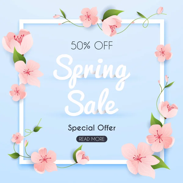 Sale Banner with flowers — Stock Vector