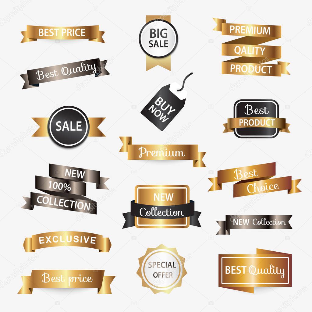 Collection of golden premium promo seals
