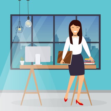 İş kadını ofiste.