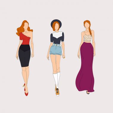 Çizilmiş moda modelleri el