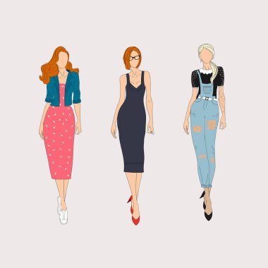 Çizilmiş moda modelleri el