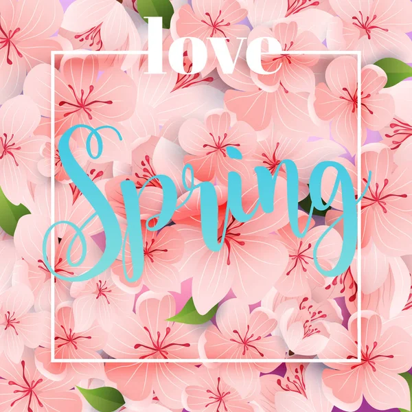 Love Spring Banner with flowers — Stock Vector