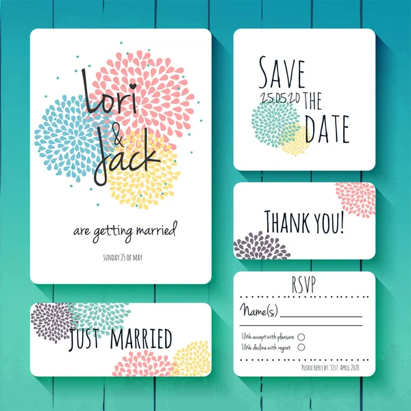 Conjunto de tarjetas de invitación boda — Archivo Imágenes Vectoriales