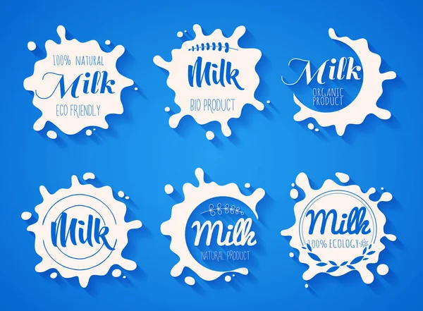 White milk splash set — Stock Vector