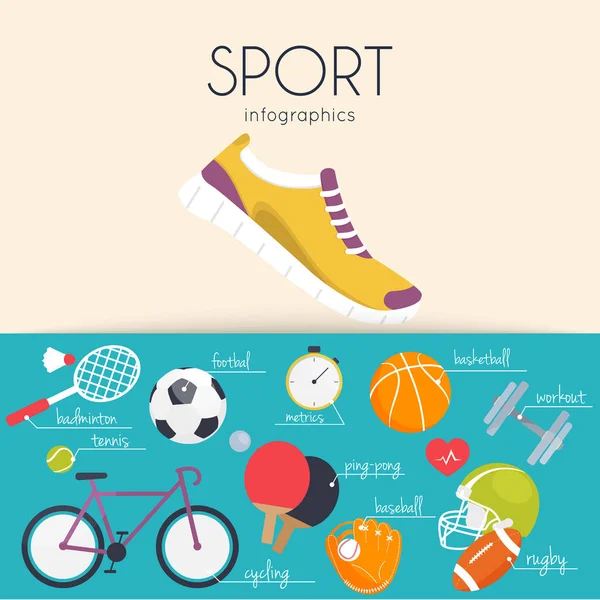 Infografica con attrezzatura sportiva — Vettoriale Stock