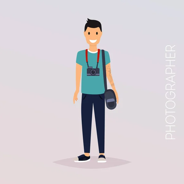 Fotograaf karakter met camera — Stockvector