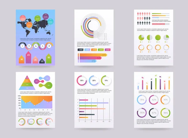 Ensemble de brochures avec éléments infographiques — Image vectorielle