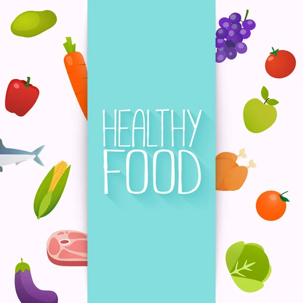 Alimente sănătoase și concept de dietă . — Vector de stoc