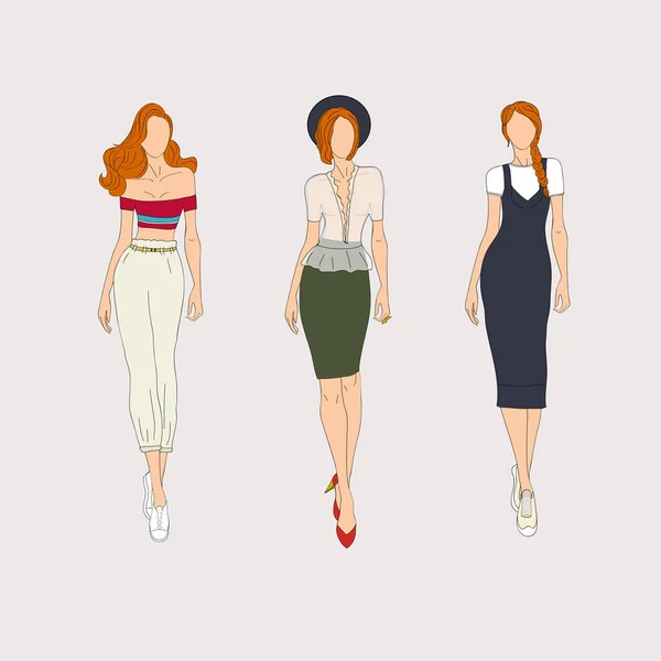 Three fashionable women — Stock Vector