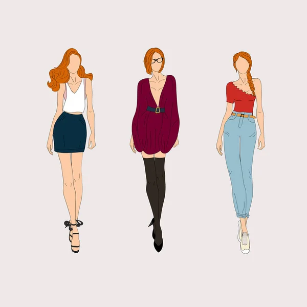 Three fashionable women — Stock Vector