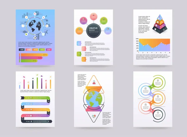 Ensemble de brochures avec éléments infographiques — Image vectorielle