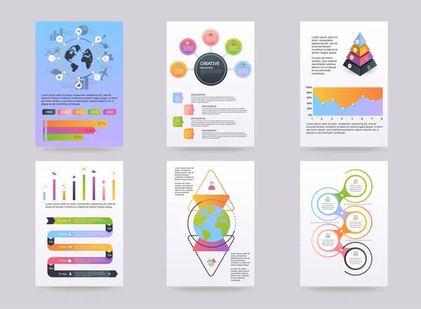 Conjunto de brohucros con elementos infográficos — Archivo Imágenes Vectoriales