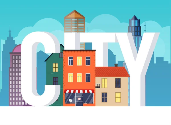 Paisaje urbano y ciudad . — Vector de stock