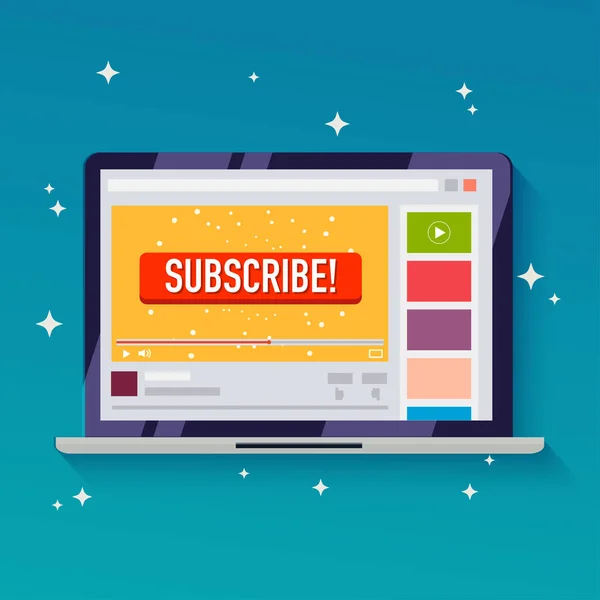 Subscribe button on a video channel — Stock Vector