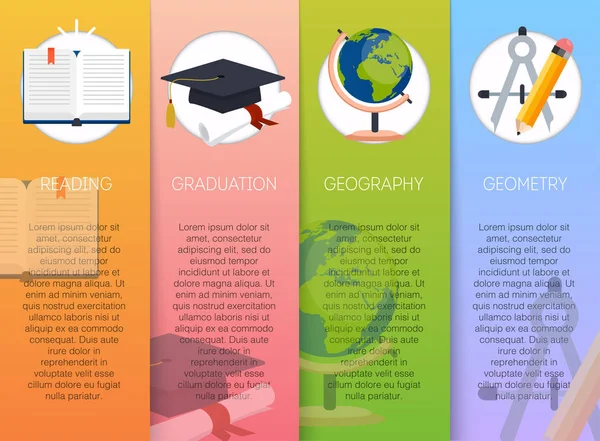 Étapes du processus d'éducation bannières — Image vectorielle