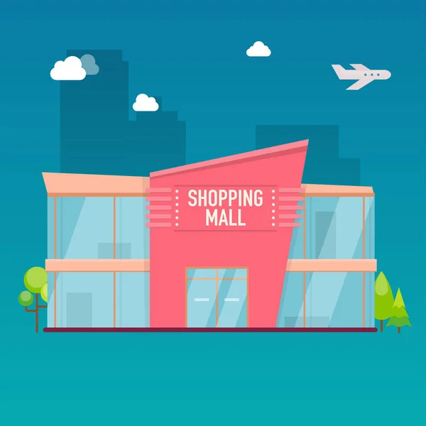 Shopping Center Building Exterior . — Vetor de Stock