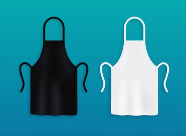 White and black kitchen aprons.  clipart