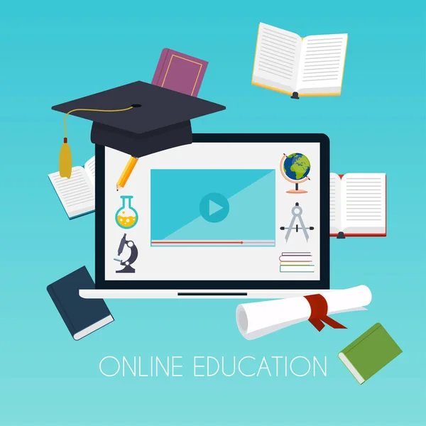 Online education concept. — Stock Vector