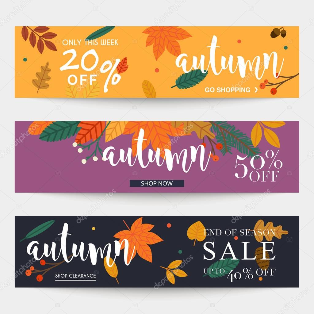 Set of autumn sale banners design