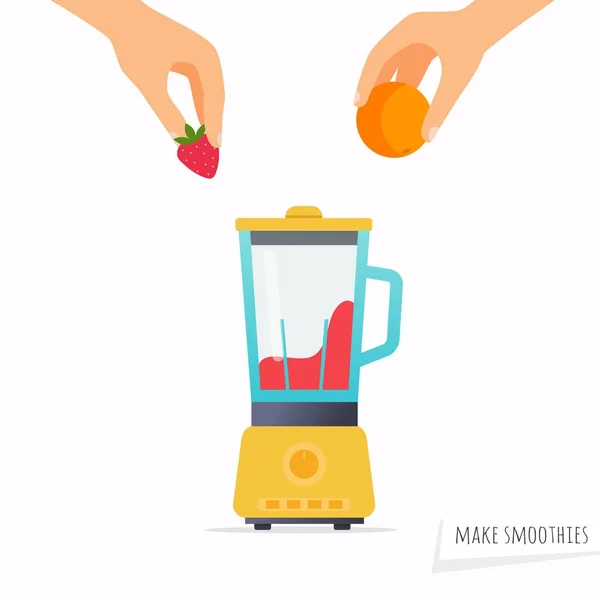 Hacer un batido con batidora — Vector de stock