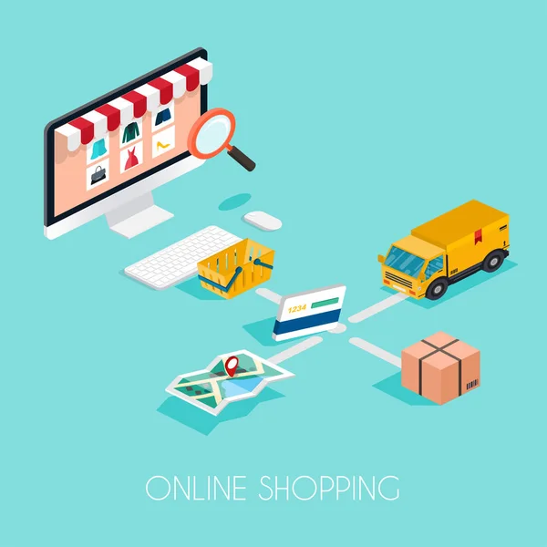 Concetto Infografico Shopping Online Illustrazione Vettoriale — Vettoriale Stock