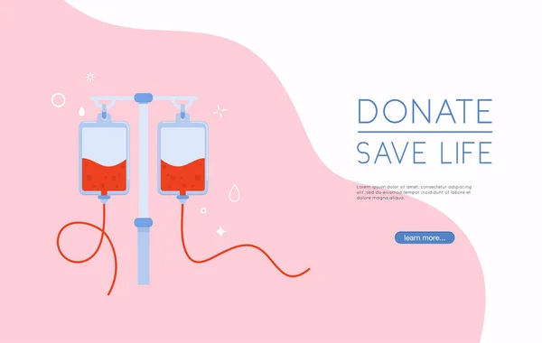 Donar Bolsa Sangre Sobre Fondo Azul Antecedentes Para Día Mundial — Vector de stock