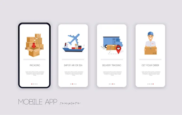 Delivery tracking app. Template screens user interface kit for m — ストックベクタ