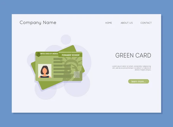 Cartão de Residência Permanente. Ilustração vetorial isolada de uma gree — Vetor de Stock