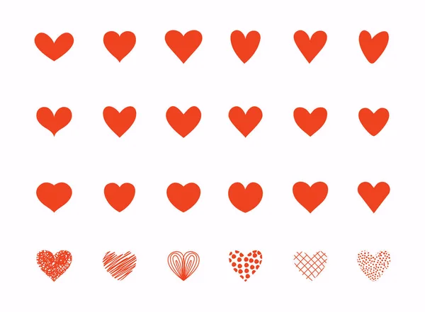 Hand Drawn Love Heart Collection Design Elements Valentine Day — Stock Vector