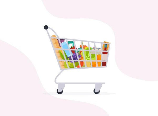 Supermarket Shopping Cart Grocery Full Shopping Cart Icon — Stock Vector