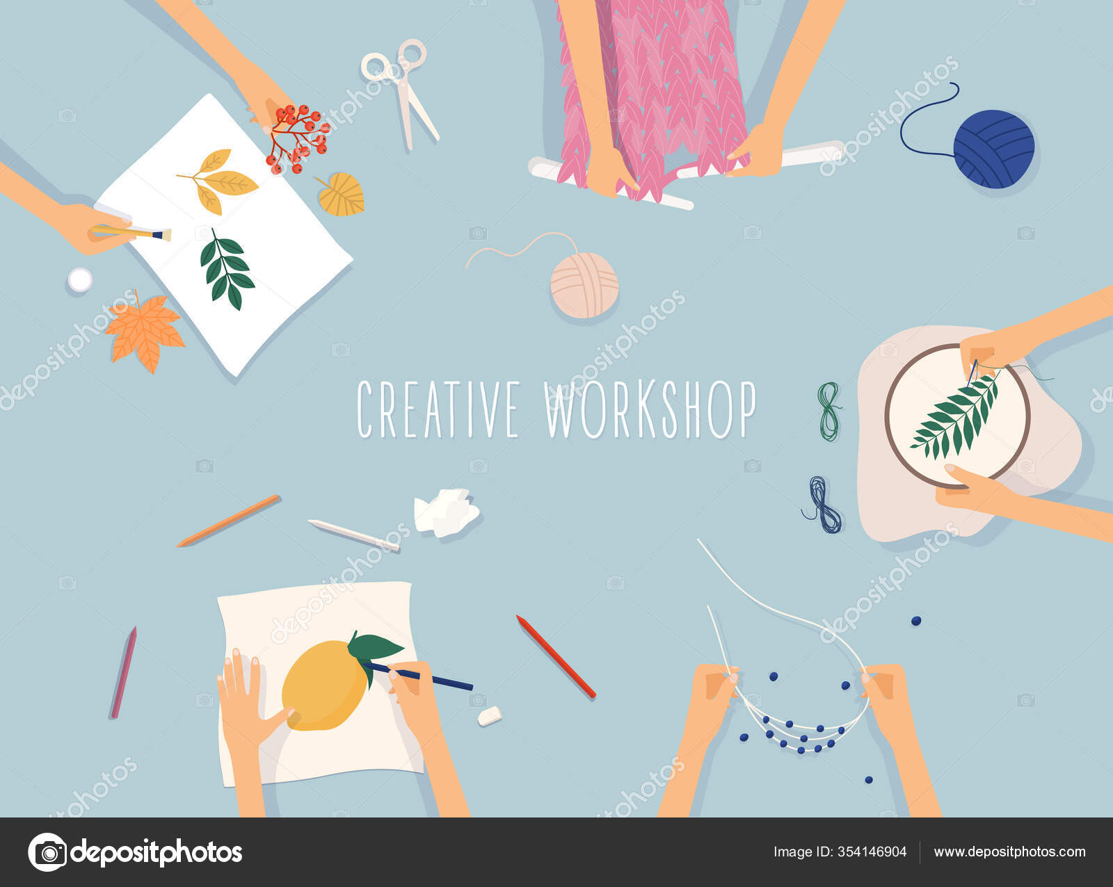 Creative Handmade Workshop Banner Drawing Beadwork Embroidering