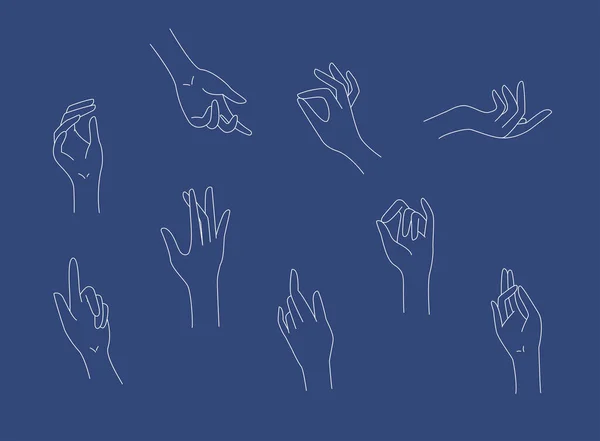 Female Beauty Hand Logo Icon Linear Design Vector Concept Illustration — Stock Vector