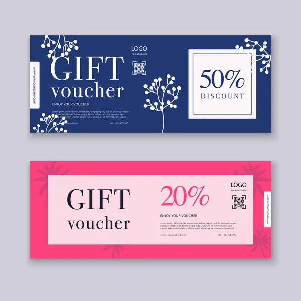 Voucher Template Color Gift Box Certificate Background Design Coupon Invitation — ストックベクタ