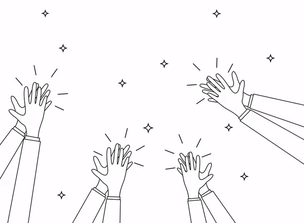 人間の手が拍手する 線形設計 フラットデザイン現代ベクトルイラストコンセプト — ストックベクタ